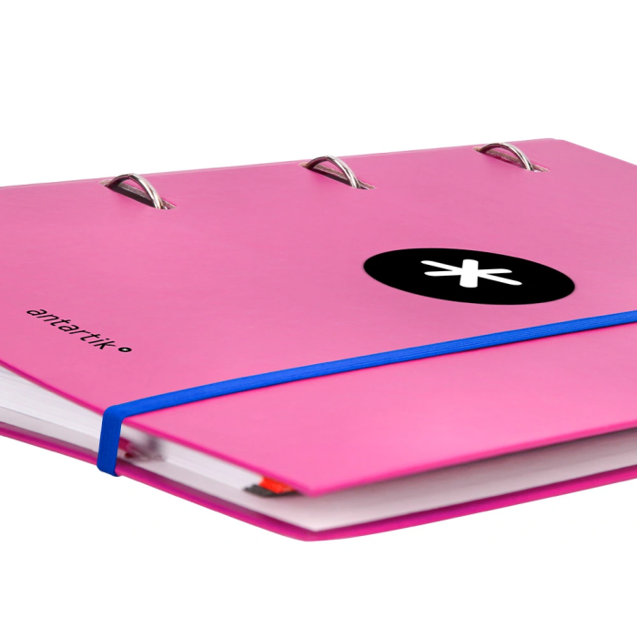 Antartik Carpeta con Recambio A4 Cuadro 5mm, Anillas 40mm Redondas, Solapa, Rosa 8