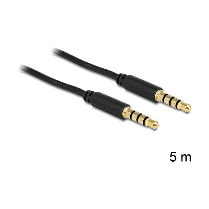 DeLOCK Cable de audio 3.5 mm macho a macho (4 polos, 5 metros, negro, ref. 83438) 0 DeLOCK Cable de audio 3.5 mm macho a macho (4 polos, 5 metros, negro, ref. 83438) 0