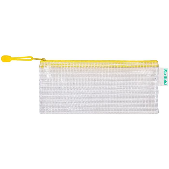 Bolsa Multiusos Tarifold Pvc 250x115 mm Apertura Superior Con Cremallera Portaboligrafo Y Correa Color Amarillo 8 unidades 1