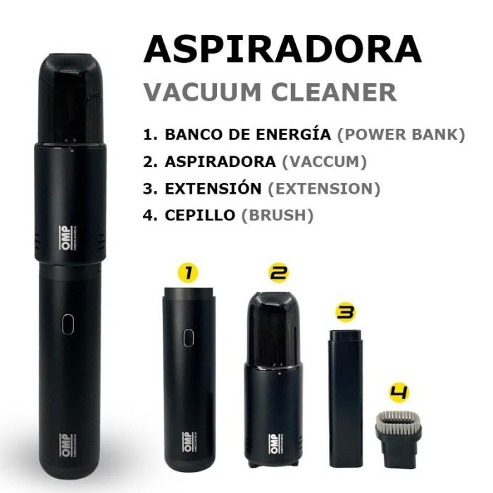 Omp OMPS19200001 Arrancador, Compresor de Aire, Aspiradora, Linterna y Power Bank Portátil Multifunción 5 en 1 con Estuche 7