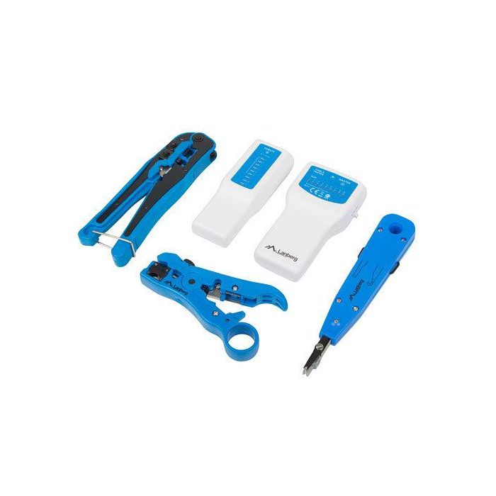 Lanberg Kit Herramientas Pelacables Crimpadora Testador con Funda de Transporte, Multicolor