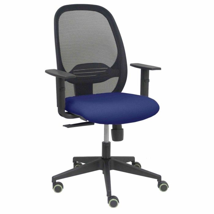 PIQUERAS Y CRESPO Silla Cilanco negra malla negra asiento bali azul marino brazo regulable PIQUERAS Y CRESPO Silla Cilanco negra malla negra asiento bali azul marino brazo regulable