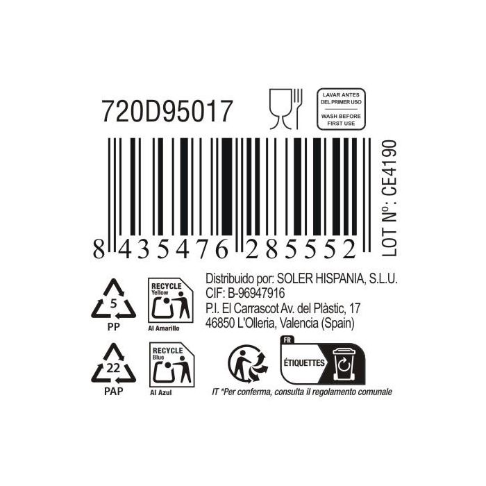 La Mediterranea Bol Aperitivo Ass.Col 14 cm x 12 cm x 5.8 cm "Pica-Pica" (24 Unidades)