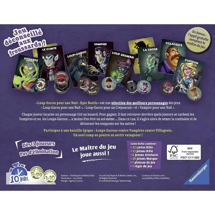 Ravensburger Werewolf for a Night - Epic Battle - Reúne a los 29 mejores personajes de ediciones anteriores para descubrir a las criaturas peligrosas 2