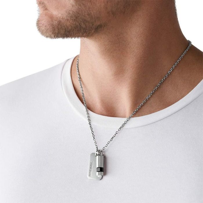 Collar Hombre Diesel DX1156040 Plateado 4