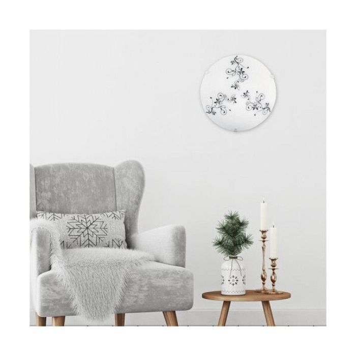RABALUX RAB-1847 Lámpara de Techo Bloomy E27, 25cm Diámetro, Estilo Romántico, IP20, Metal y Cristal con Tulipa Blanca 2