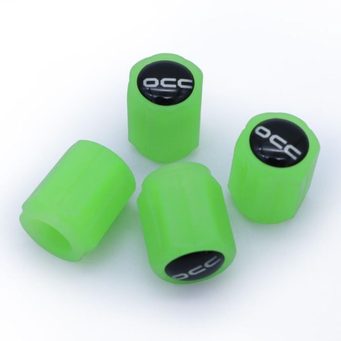 Occ Sport OCCLEV002 Tapones de Válvula Fluorescentes Universales para Coche Pack 4 Unidades Brillan en la Oscuridad Verde ABS Occ Sport OCCLEV002 Tapones de Válvula Fluorescentes Universales para Coche Pack 4 Unidades Brillan en la Oscuridad Verde ABS