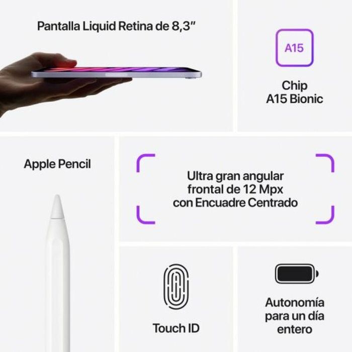 iPad Mini 8.3 2021 WiFi/ A15 Bionic/ 64GB/ Gris Espacial - MK7M3TY/A 8