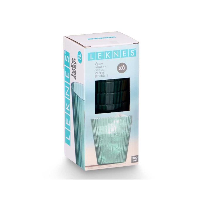 Vaso Rayas Verde 300 Ml Leknes 8X10CM (24 Unidades) 1 Vaso Rayas Verde 300 Ml Leknes 8X10CM (24 Unidades) 1
