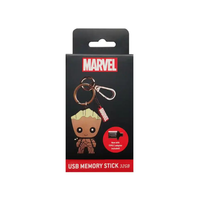 Wondee Memoria USB 32GB Groot Llavero con Adaptador USB C Compatible Windows/macOS/Linux 8