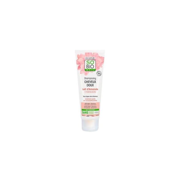 SO´BIO ETIC Champú Suave Leche Almendras y Proteínas de Arroz 250 ml - Hidratación y Brillo Natural para Todo Tipo de Cabello