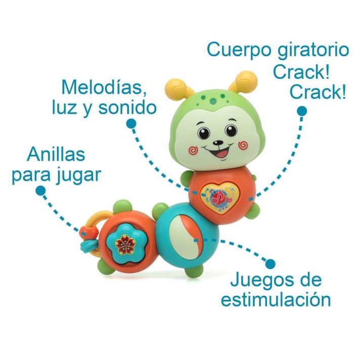 KioKids Gusano Musical Juguete para Bebés con Luces, Sonidos y Giro 360º – Estimula Habilidades Motoras +6 Meses 4