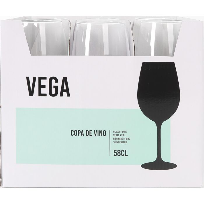 Inde - Copa de Vino Vega, 580 ml / 58 cl, Cristal, Diámetro 7.5 cm x Altura 23 cm, Peso 240 g (24 Unidades)