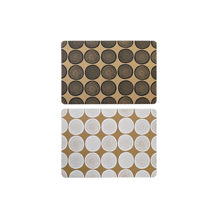 DKD Home Decor Individual Básicos Negro Blanco Diseño Círculos Poliéster 43x30cm Colores Surtidos (12 Unidades)