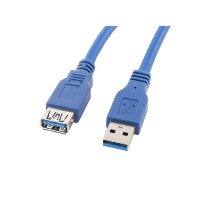 Lanberg Cable Alargador USB 3.0 Tipo A Macho a Tipo A Macho para Conectar Dispositivos 3 Metros Contactos Chapados en Oro Azul