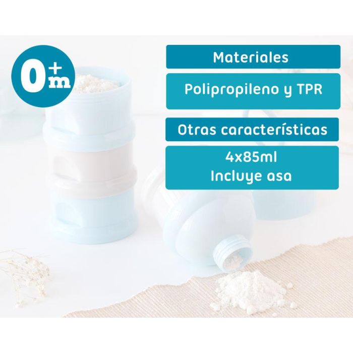 Dosificador Torre De Leche En Polvo Azul Y Gris 340 mL 4 Dosificador Torre De Leche En Polvo Azul Y Gris 340 mL 4