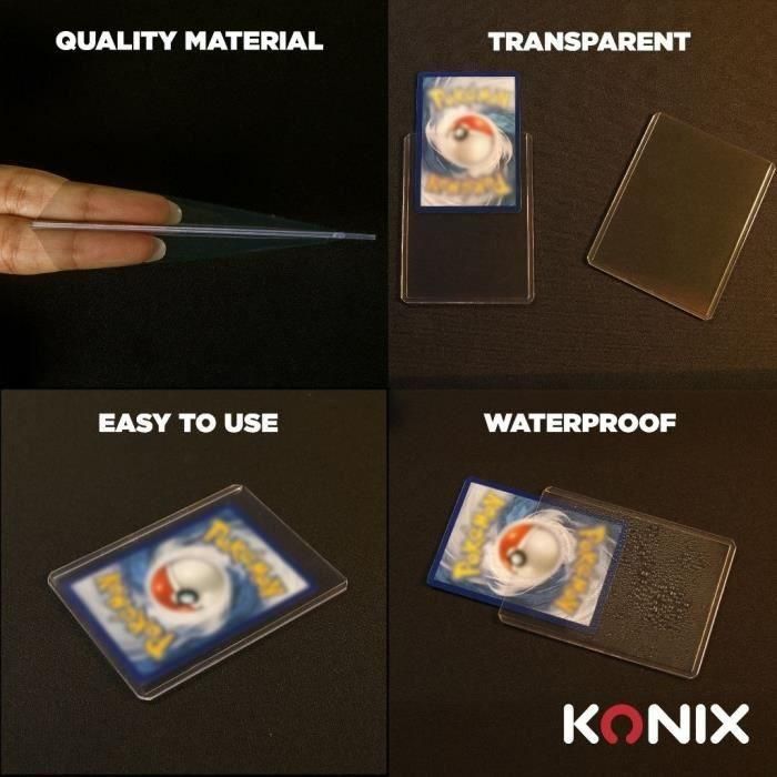 Konix 3328170302579 - Fundas Duras Transparentes para Cartas, 25 Bolsillos - Compatible con Magic The Gathering y Pokémon 3