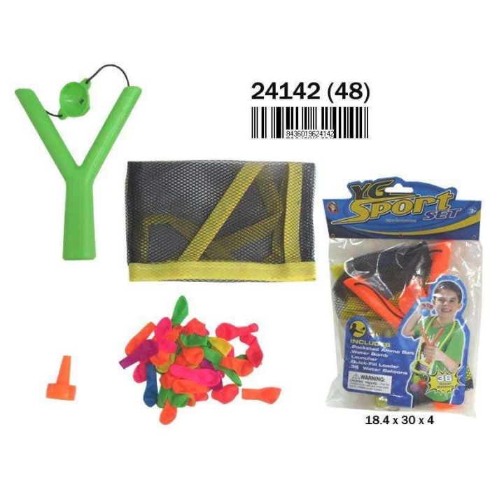 Rama Tirachinas con 36 globos. Juguete para niños. Edad mínima recomendada: 3 años. Contenido: 1 tirachinas y 36 globos. Medidas del paquete: 18,4x30x4 cm. Rama Tirachinas con 36 globos. Juguete para niños. Edad mínima recomendada: 3 años. Contenido: 1 tirachinas y 36 globos. Medidas del paquete: 18,4x30x4 cm.