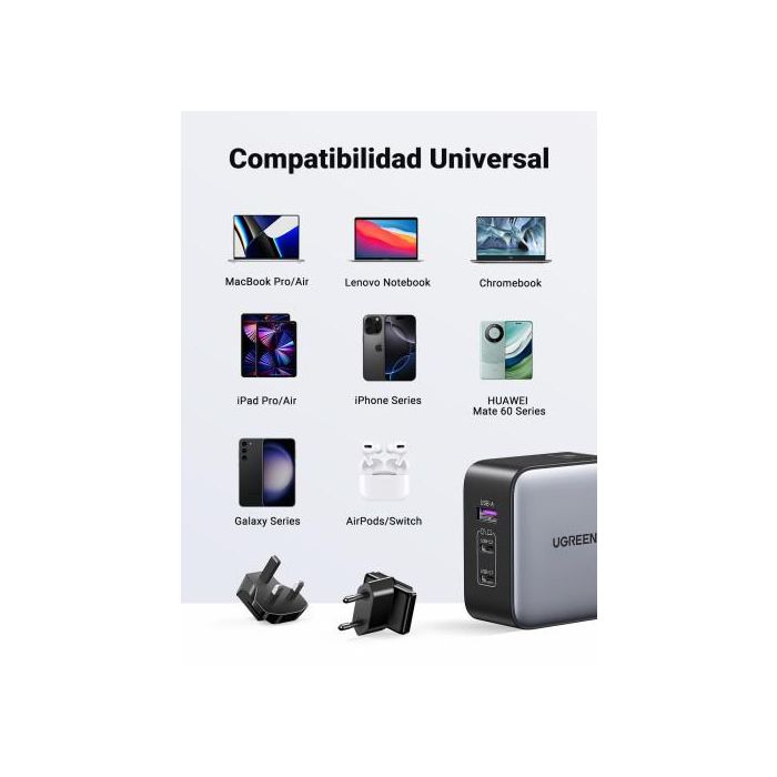 Ugreen 65W Nexode Gan Auriculares, Teléfono Móvil, Portátil, Reloj Inteligente, Tableta Gris Usb Carga Rápida Interior 3 Ugreen 65W Nexode Gan Auriculares, Teléfono Móvil, Portátil, Reloj Inteligente, Tableta Gris Usb Carga Rápida Interior 3