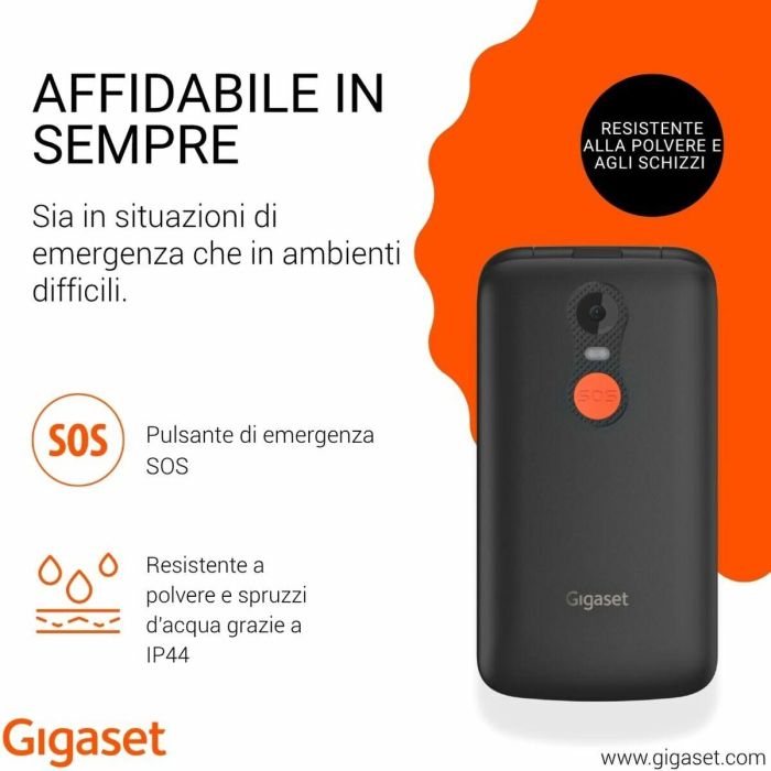 Gigaset GL595 Dual SIM Negro - Teléfono Concha para Mayores IP44 con Linterna y Botones Grandes 5