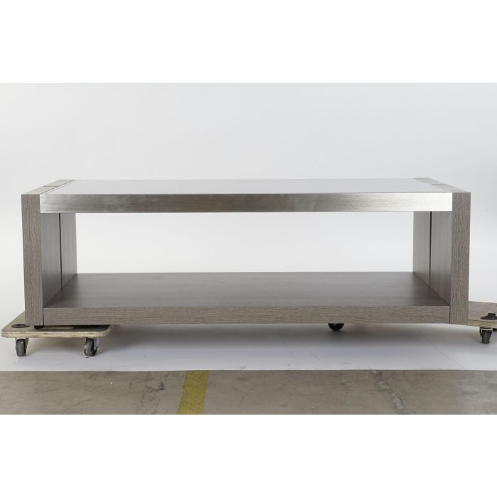 DKD Home Decor Mesa Centro Gris Roble Aluminio Cristal Templado 120 x 60 x 37.5 cm 4