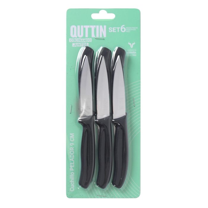 Quttin Set 6 Cuchillos Peladores Basic de Acero Inoxidable con Mango Ergonómico 9 cm Aptos para Lavavajillas (12 Cajas) 1