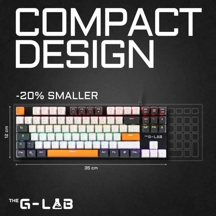 The G-Lab KEYZ-MERCURY-C/FR Teclado Gaming Mecánico TKL con Layout FR, 3 colores Blanco+Negro+Naranja 1 The G-Lab KEYZ-MERCURY-C/FR Teclado Gaming Mecánico TKL con Layout FR, 3 colores Blanco+Negro+Naranja 1