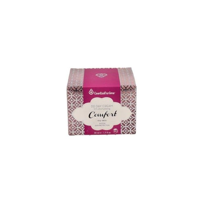 ESENTIAL AROMS Crema DD Comfort Piel Seca 50ml con Olivo, Tsubaki y Betaina, Protección UVA-Marina para Pieles Secas