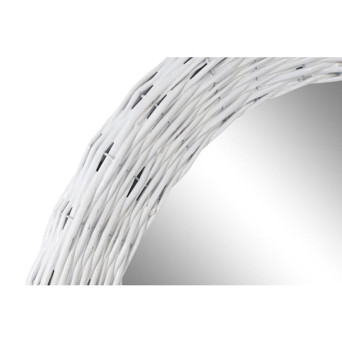 DKD Home Decor Espejo Cottage Blanco Mimbre Cristal MDF 4 x 63 x 63 cm 1
