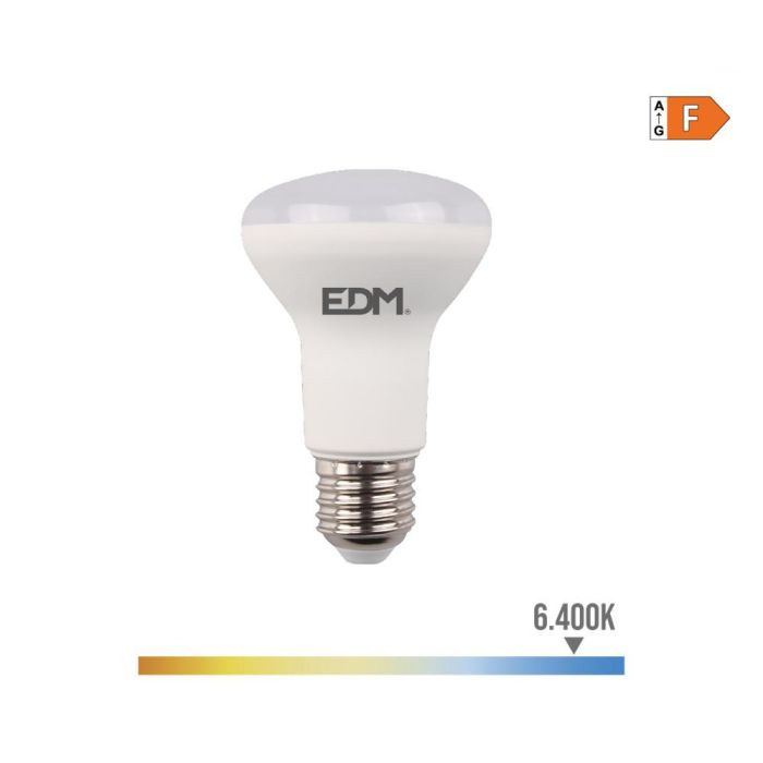 Edm Bombilla LED R63 E27 7W 600lm 6400K Luz Fría Ø6,3 x 10,2 cm