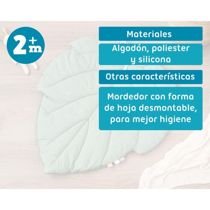 KioKids Mantita de Actividades de Algodón Acolchada y Sensorial en Forma de Hoja para Bebés +2 Meses con Mordedor y Etiquetas Crujientes Verde Salvia 4 KioKids Mantita de Actividades de Algodón Acolchada y Sensorial en Forma de Hoja para Bebés +2 Meses con Mordedor y Etiquetas Crujientes Verde Salvia 4