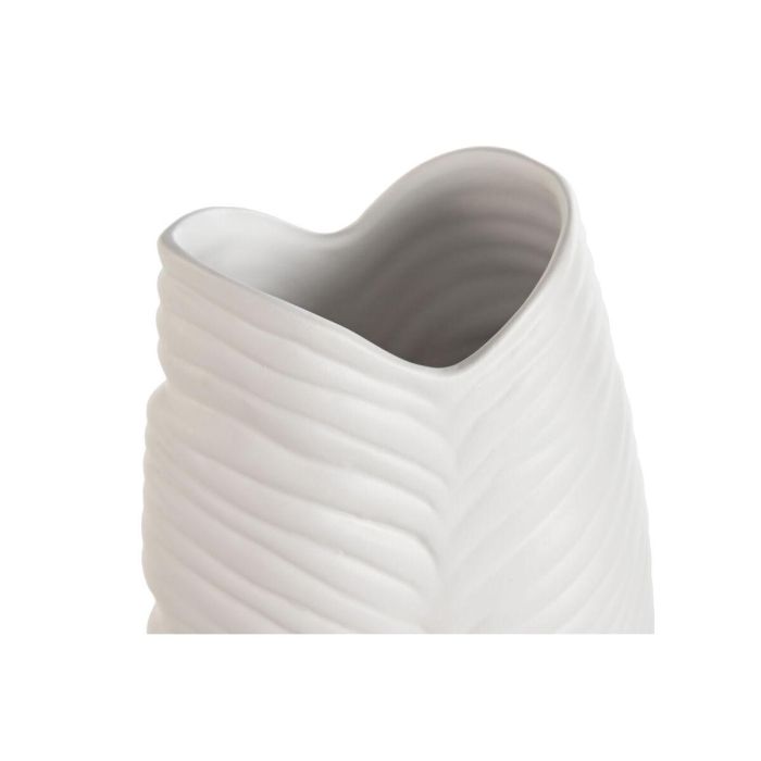DKD Home Decor Jarrón de Gres Blanco Tropical con Diseño de Hoja, 50 cm Alto, 10 cm Largo, 21 cm Ancho 2