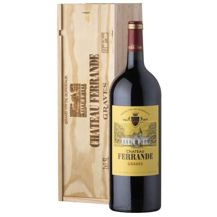 Estuche Regalo Magnum Caja de Madera - Château Ferrande 2019 Graves - Vino tinto Burdeos