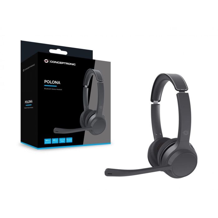Conceptronic Auriculares Inalámbricos POLONA04B Bluetooth 5.3, 44h Música, Micrófono con Cancelación de Ruido, Negro 4