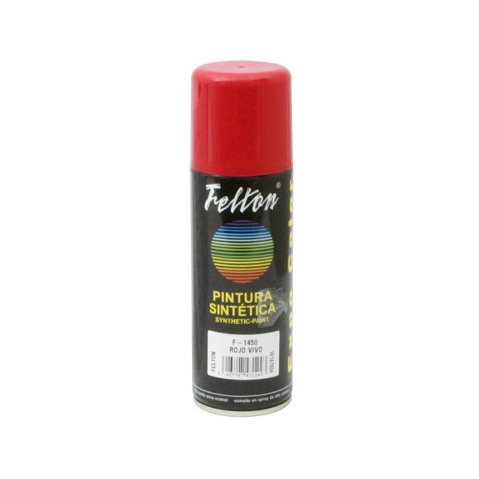 Felton Spray Pintura Rojo Vivo 200ml Secado Rápido para Bricolaje, Muebles, Herrajes y Uso Industrial