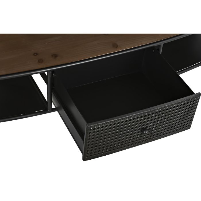 DKD Home Decor Mueble TV Loft Negro Marrón Abeto Metal 150x39x58 cm con 1 Cajón y 1 Estante Desmontable 3 DKD Home Decor Mueble TV Loft Negro Marrón Abeto Metal 150x39x58 cm con 1 Cajón y 1 Estante Desmontable 3