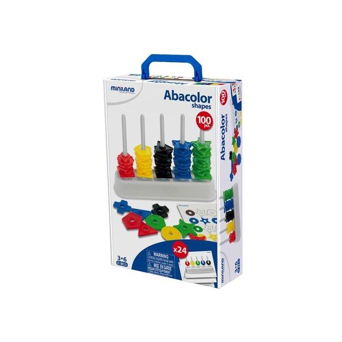 Juego Miniland Abaco Formas (1 Abaco, 100 Formas Y 24 Fichas De Actividades)