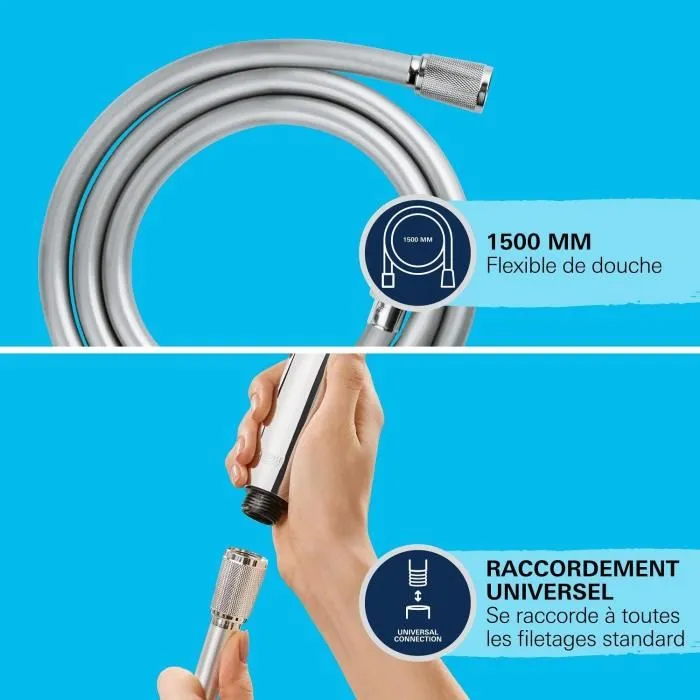 Grohe Flexo de Ducha VitalioFlex 28743002 1,5m Antitorsión Conexión Universal Cromo 3 Grohe Flexo de Ducha VitalioFlex 28743002 1,5m Antitorsión Conexión Universal Cromo 3