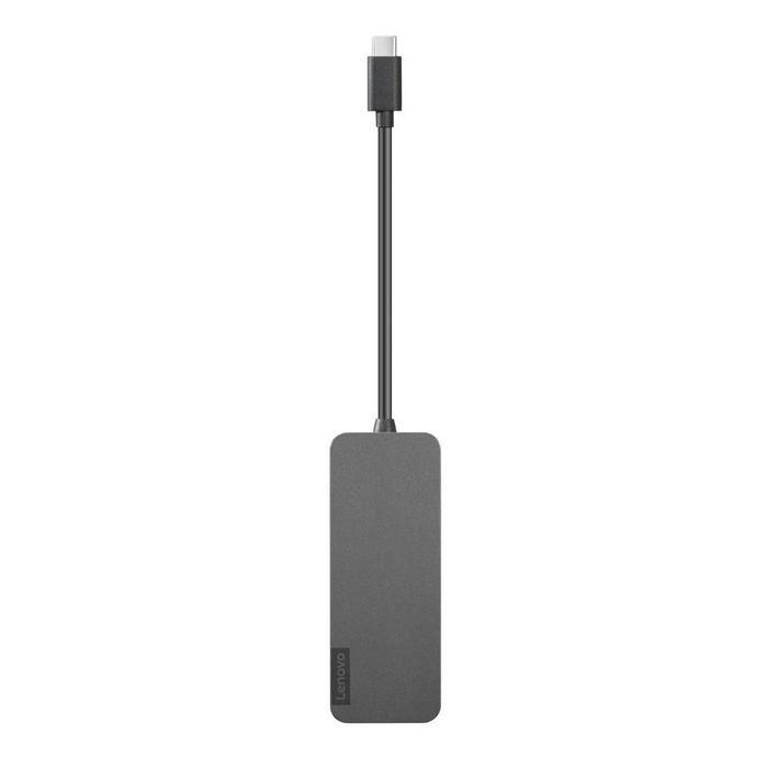 Lenovo Hub USB-C a 4 Puertos USB 3.0 / USB-A para Conectar Dispositivos Externos a Portátiles USB-C, Gris Hierro
