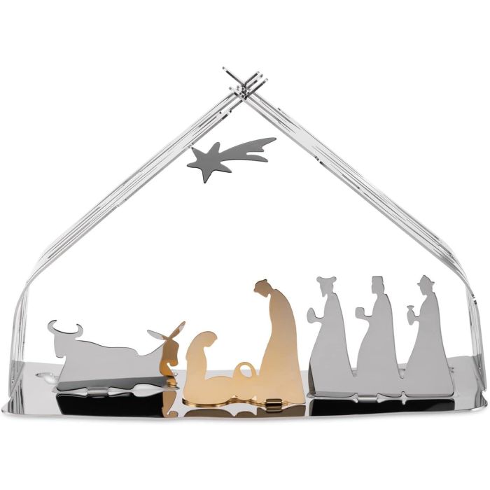 Alessi Natividad Clásica BARK CRIB BM09 Belén Acero Inoxidable 18/10 y Dorado