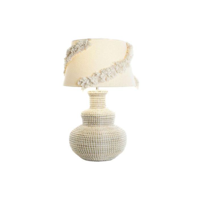 DKD Home Decor Lámpara Sobremesa Tropical, Hecha a Mano, Seagrass y Lino, Blanco Marrón Claro, Base 42cm, 70cm Alto, Bombilla E27 4 DKD Home Decor Lámpara Sobremesa Tropical, Hecha a Mano, Seagrass y Lino, Blanco Marrón Claro, Base 42cm, 70cm Alto, Bombilla E27 4