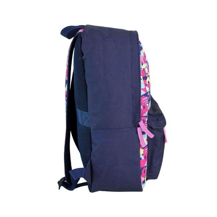 Hello kitty mochila americano adaptable a carro, espaldera acolchada. con accesorio pom-pom. 30 x 24 x 8 cm. 1