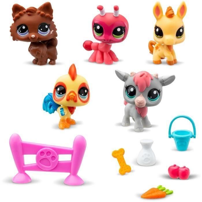 Bandai BF00510 Littlest Pet Shop Set de Coleccionista Tema Granja con 5 Animales y Accesorios - Generación 7 1