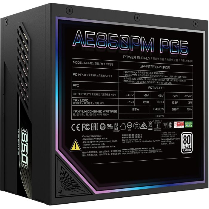 GIGABYTE AORUS ELITE P850W Fuente de Alimentación PC 850W 80 PLUS Platinum ATX 3.1 PCIe 5.0 Modular Negro 2 GIGABYTE AORUS ELITE P850W Fuente de Alimentación PC 850W 80 PLUS Platinum ATX 3.1 PCIe 5.0 Modular Negro 2