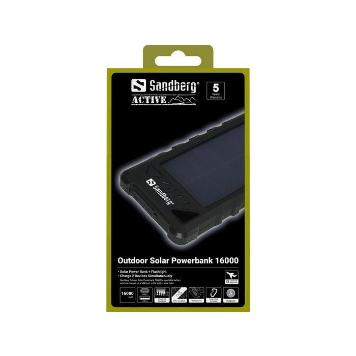 Sandberg Outdoor Solar Powerbank 16000 mAh Impermeable, Batería Externa Portátil con Carga Solar y USB Doble para Teléfonos y Tablets 7 Sandberg Outdoor Solar Powerbank 16000 mAh Impermeable, Batería Externa Portátil con Carga Solar y USB Doble para Teléfonos y Tablets 7