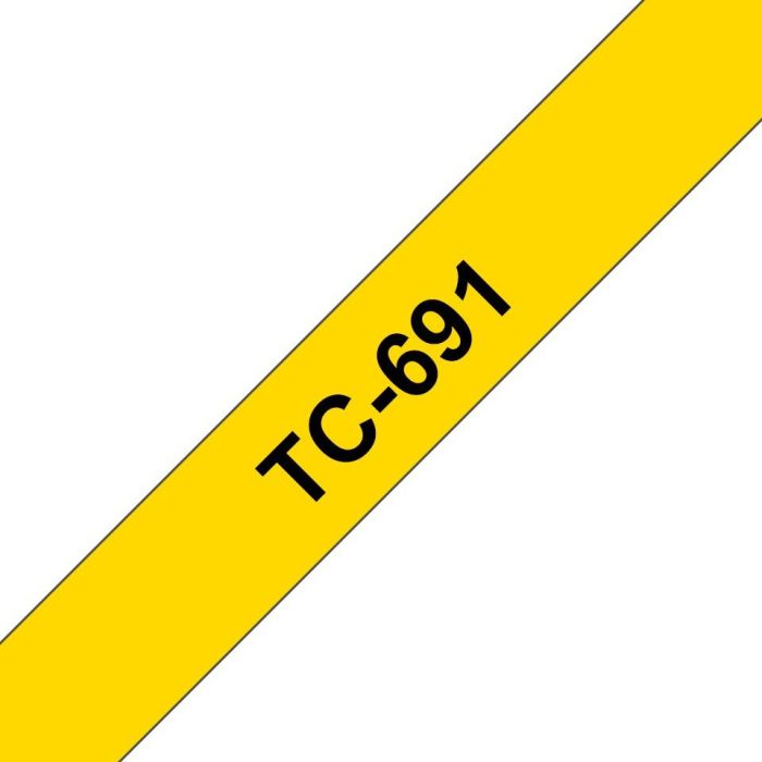 Brother TC-691 Cinta Laminada Negro sobre Amarillo 9mm x 7.7m para Impresoras P-touch PT2000, PT3000, PT500, PT5000, PT8E