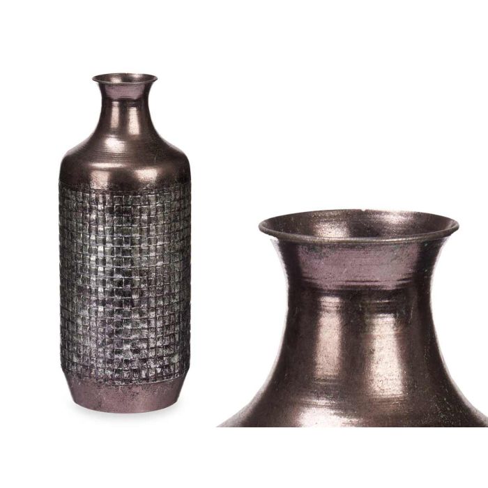 Jarrón Relieve Plata Envejecido Giftdecor 16x42x16 cm - Metal (4 Unidades) 1 Jarrón Relieve Plata Envejecido Giftdecor 16x42x16 cm - Metal (4 Unidades) 1