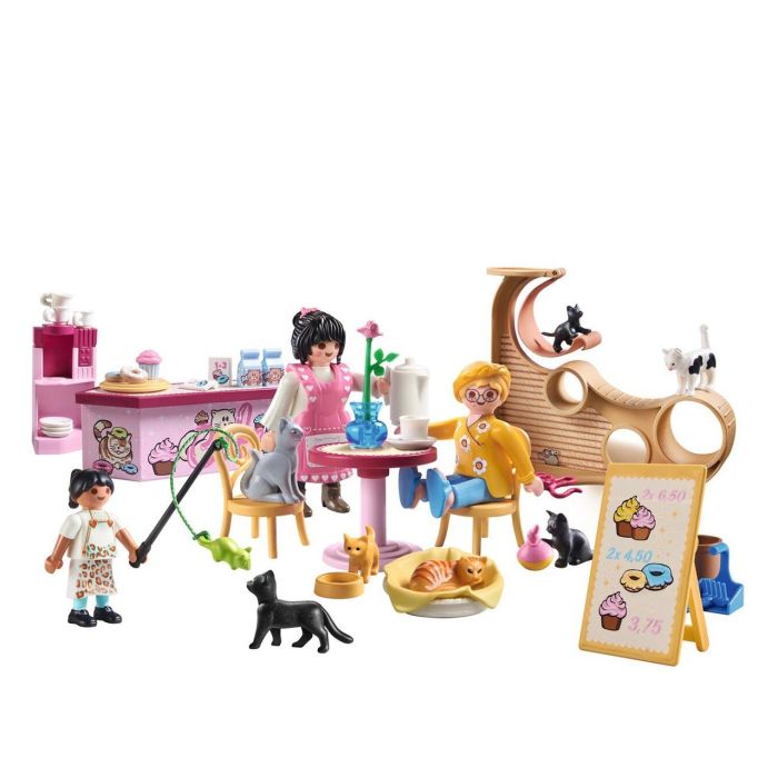Playmobil Cafetería para Gatos 71744 con Muro de Escalada y Accesorios, Juego de Figuras para Niños +4 Años 1