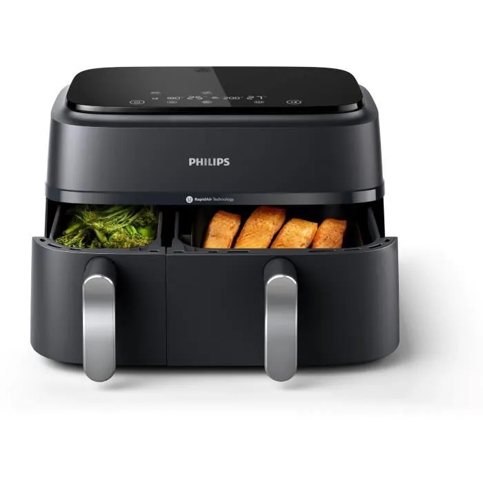 Philips NA351/00 Freidora de Aire con Doble Cubeta, Acero Inoxidable, 9.0L, 38.25 x 44.39 x 31.42 cm 1 Philips NA351/00 Freidora de Aire con Doble Cubeta, Acero Inoxidable, 9.0L, 38.25 x 44.39 x 31.42 cm 1