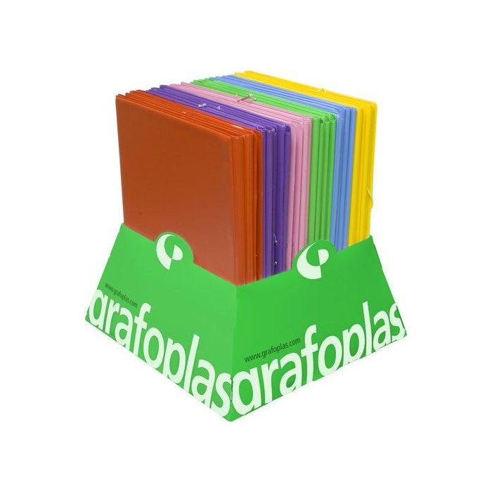 Carpeta De Gomas Y Solapas Grafoplas Pvc Colors Fº Expositor De 24 (4 Ud.X 6 Col.)
